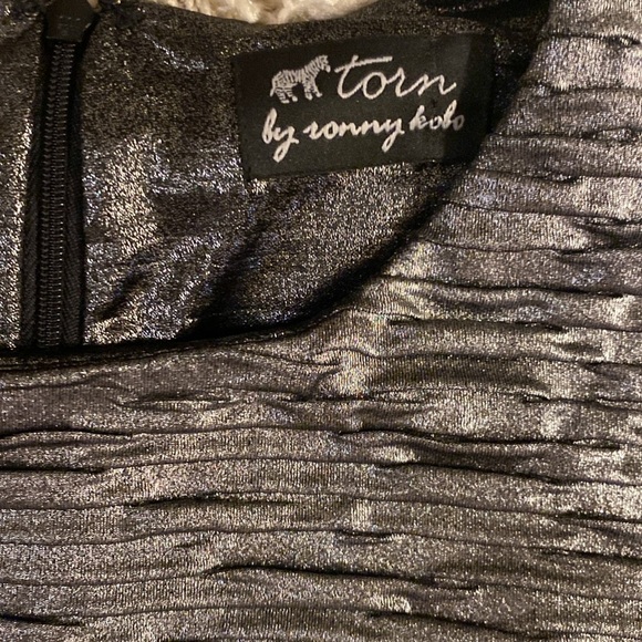 Torn by Ronny Kabo Elegant Metallic Short Sleeve Dress size small - Picture 4 of 5